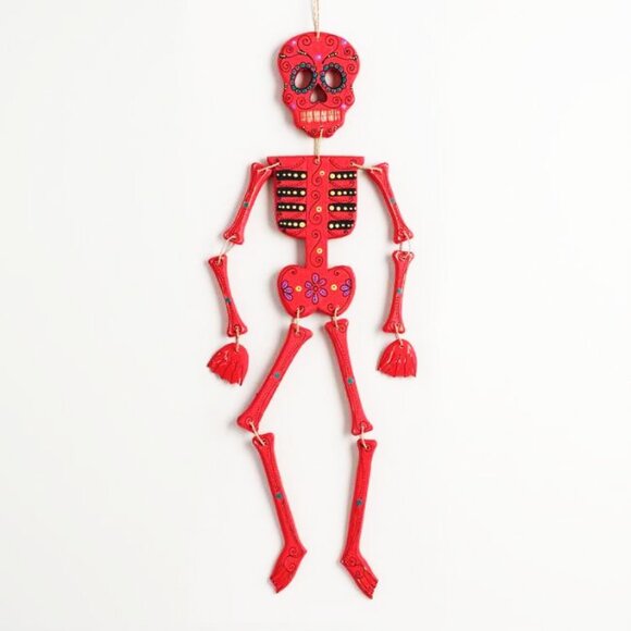 💕 3/$25 💕 NWT World Market Red Skeleton Day of the Dead Dia De Los Muertos - Picture 1 of 2